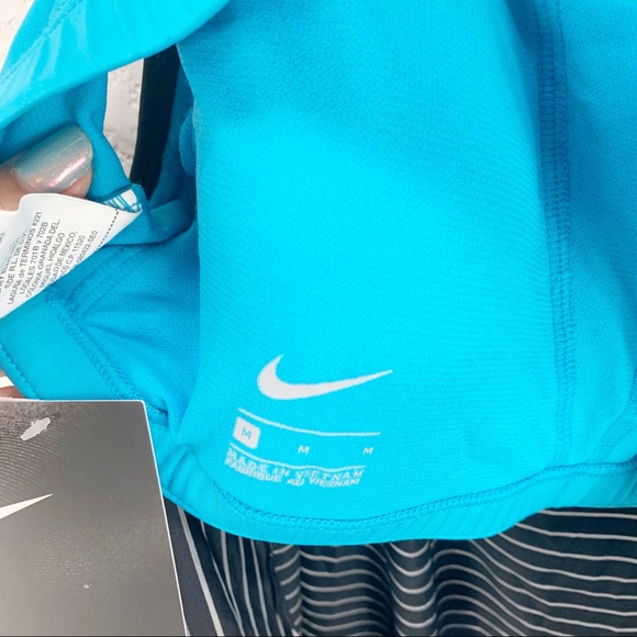 Nike Black Blue Striped Tankini Swim Top - Picture 7 of 10